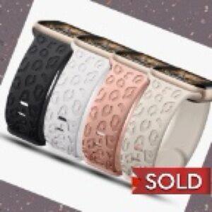 Set Of 4 Leopard pattern engraved silicone bands compatible with Apple Watch